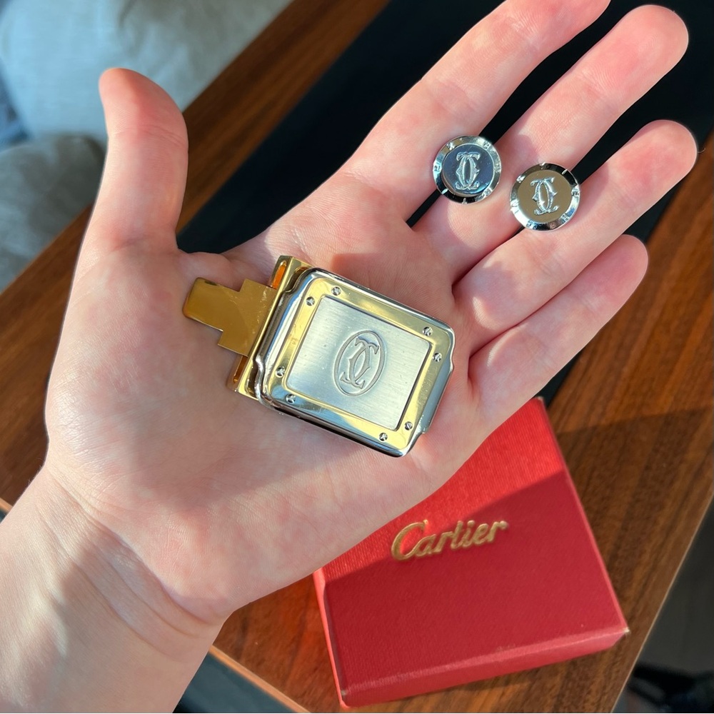 Cartier buckle for belt and cufflinks authentic vintage - Picture 3 of 11